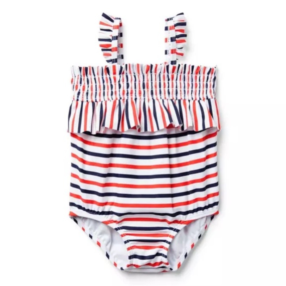 NWT Janie and Jack Baby Striped Swimsuit - Red, White, and Blue
